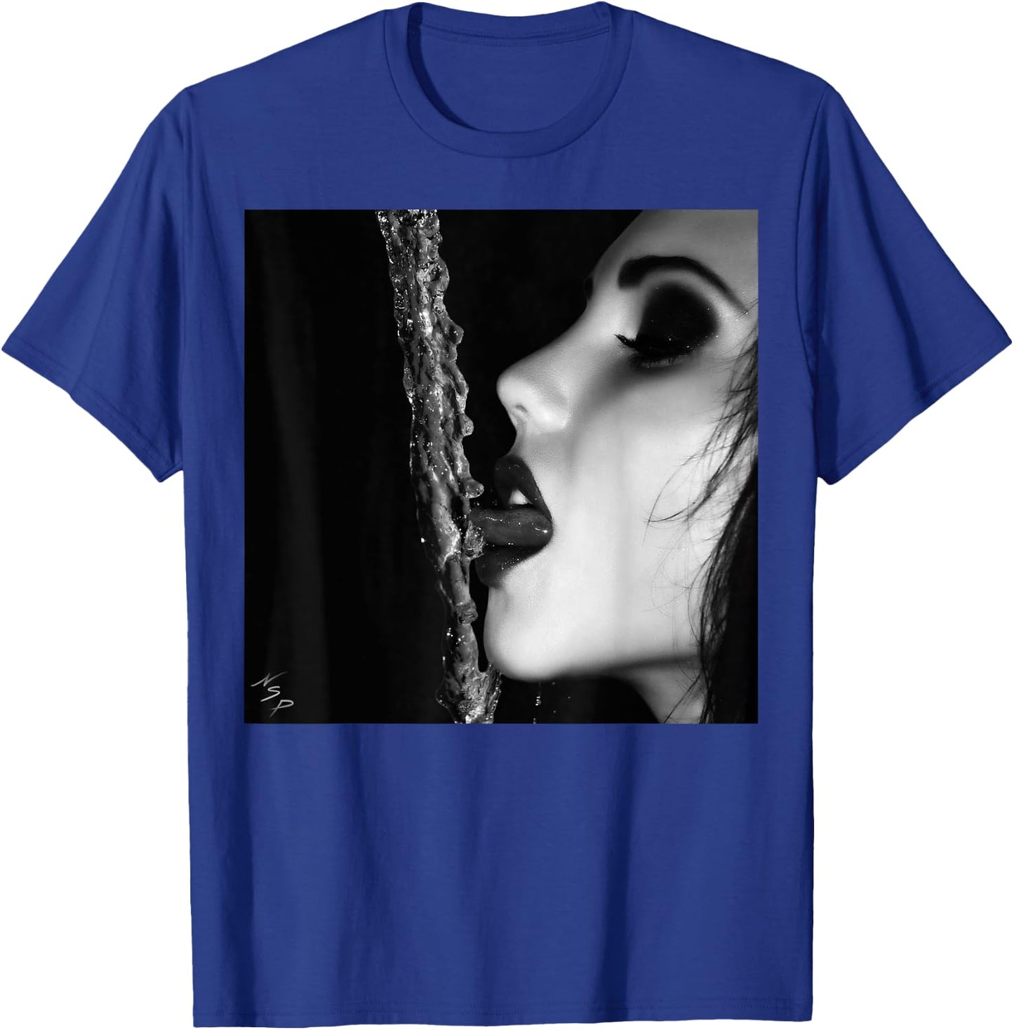 Men's Shirt with Girl On It - Sexy Face, Lips, Tongue T-Shirt - T-Shirt | Royal