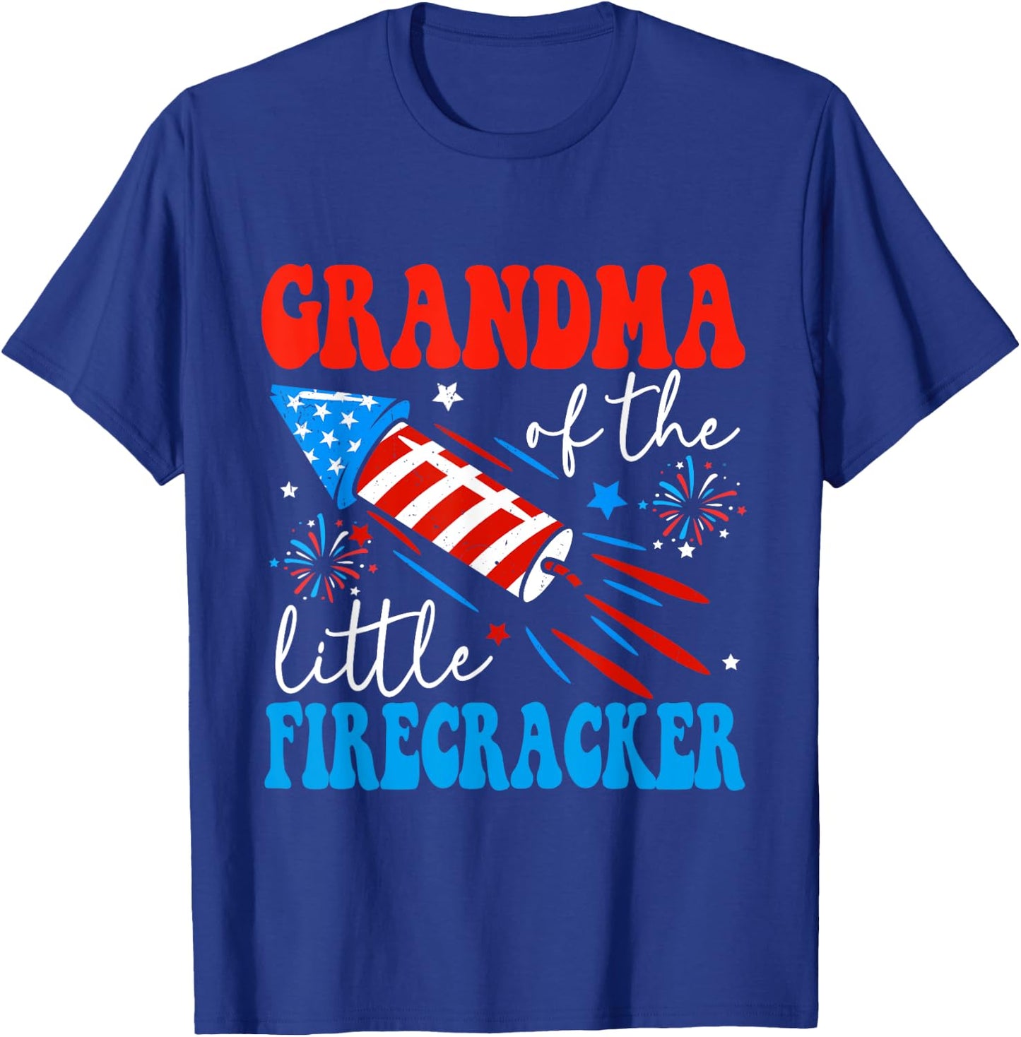 Grandma Of The Little Firecracker 4th of July Birthday Party Men T-Shirt - T-Shirt | Royal
