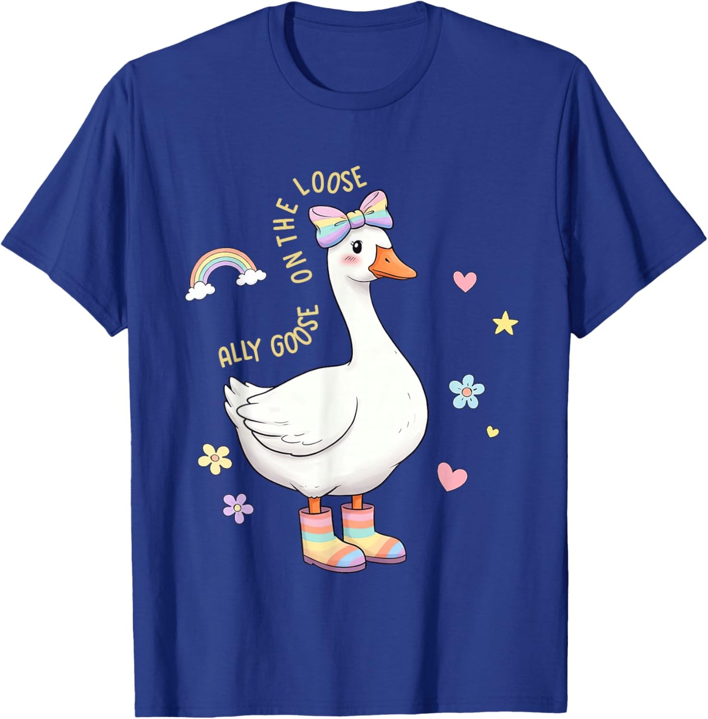 Ally Goose On-The-Loose LGBTQ Pride Month Girly Silly-Goose T-Shirt - T-Shirt | Royal