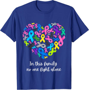 In This Family No One Fight Alone Cancer Awareness Ribbon T-Shirt - T-Shirt | Royal