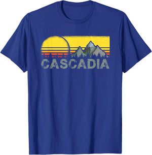 Retro Vintage Sunset Cascadia Mountain Camping and Hiking T-Shirt - T-Shirt | Royal