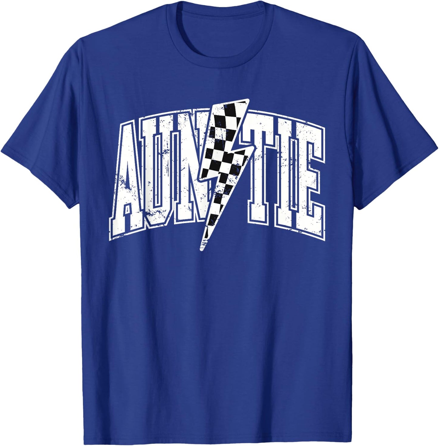 Auntie Hosting Race Car Pit Crew Checkered Birthday Party T-Shirt - T-Shirt | Royal