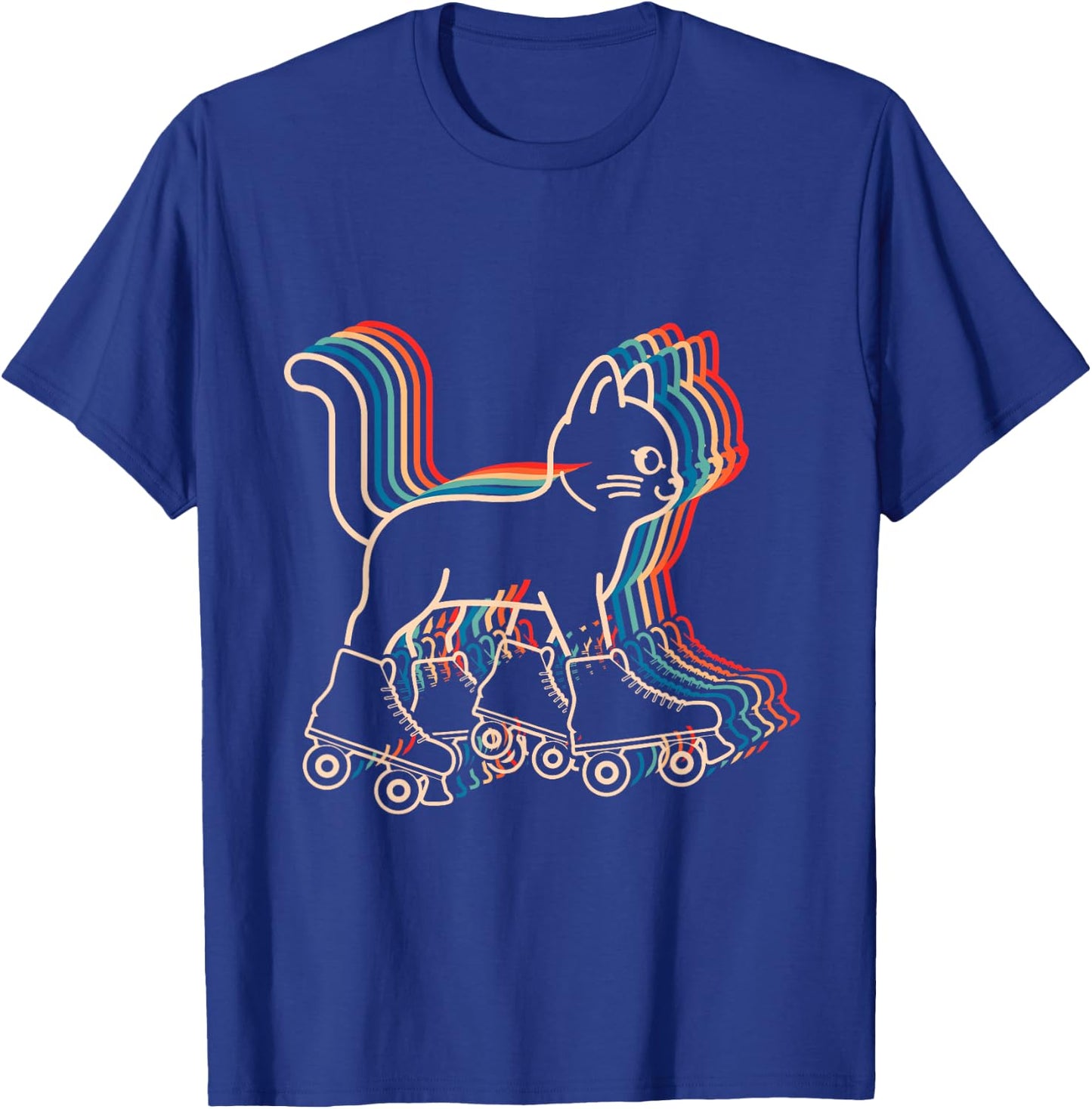Cat Roller Skates Vintage Fun Skating Lifestyle Hobby Women Girls Kids T-Shirt - T-Shirt | Royal