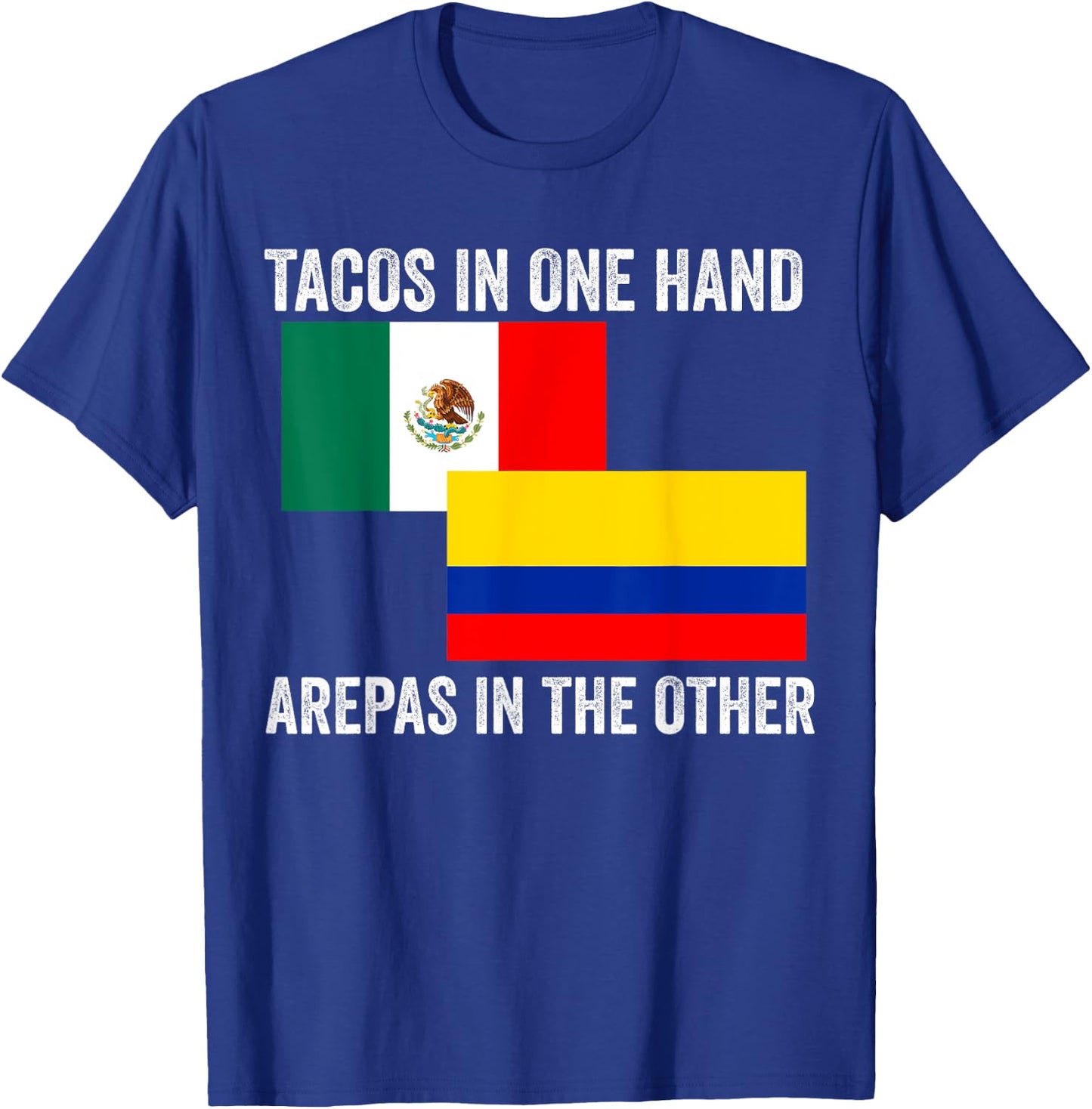Half Colombian Half Mexican Flag 1/2 Heritage Pride T-Shirt - T-Shirt | Royal