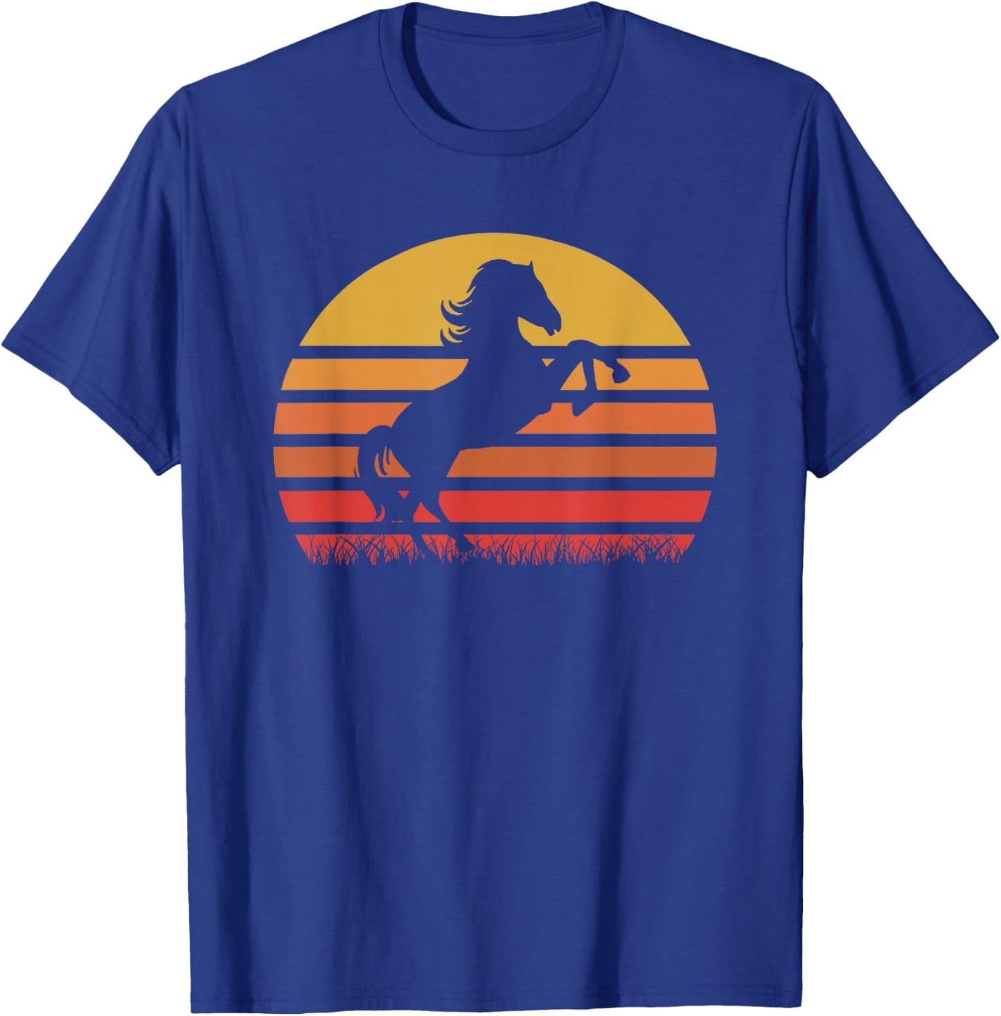 Vintage Sunset Horse, Riding Boy Girl Funny T-Shirt - T-Shirt | Royal