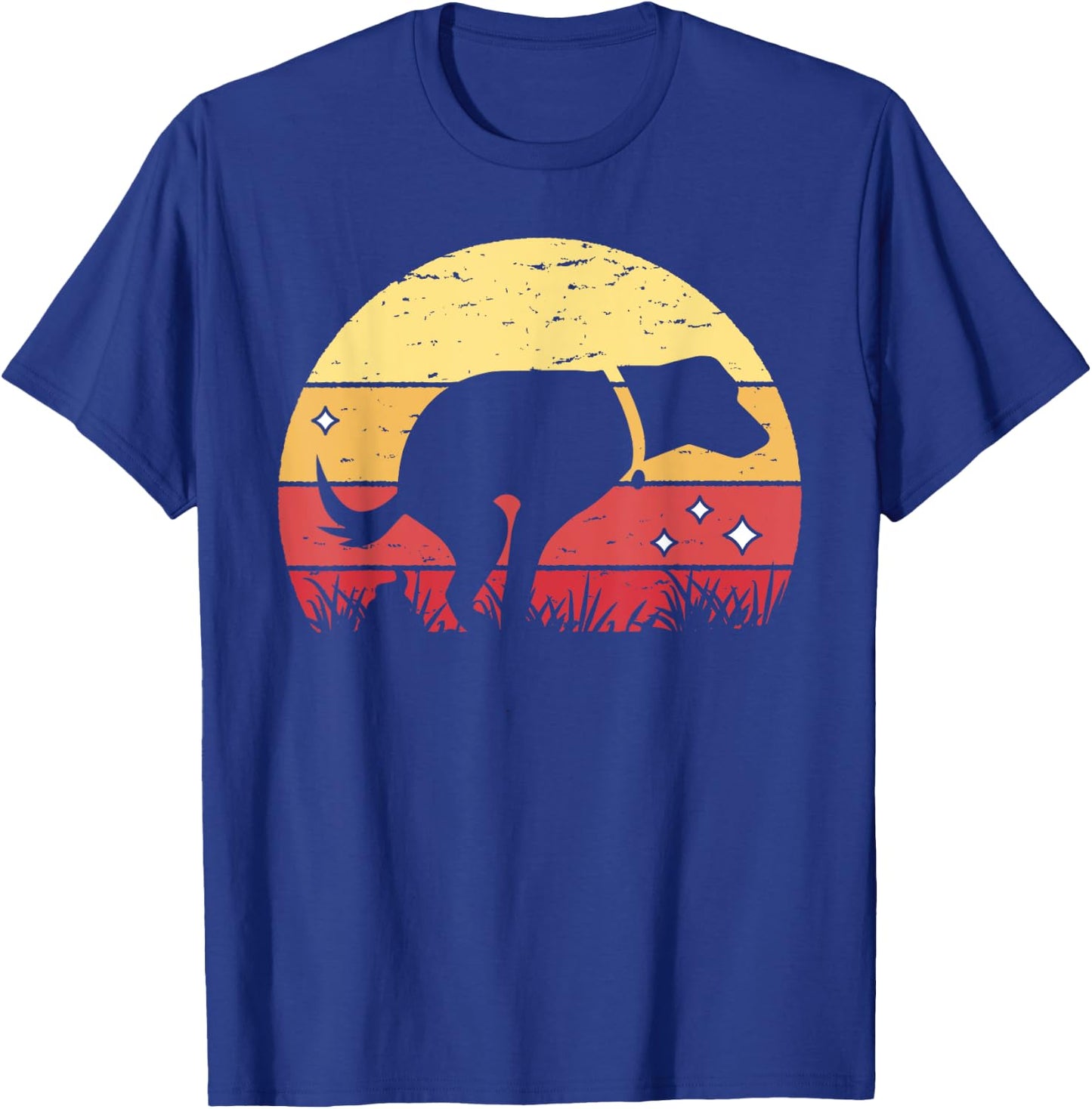 Retro Labrador Sunset Dog Pooping Canine Owner T-Shirt - T-Shirt | Royal
