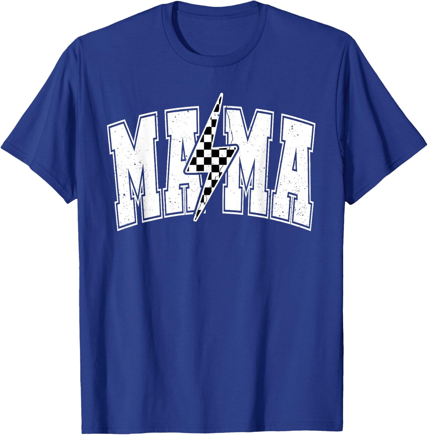 Mama Lightning Bolt Checkered Mother's Day Varsity For Mom T-Shirt - T-Shirt | Royal