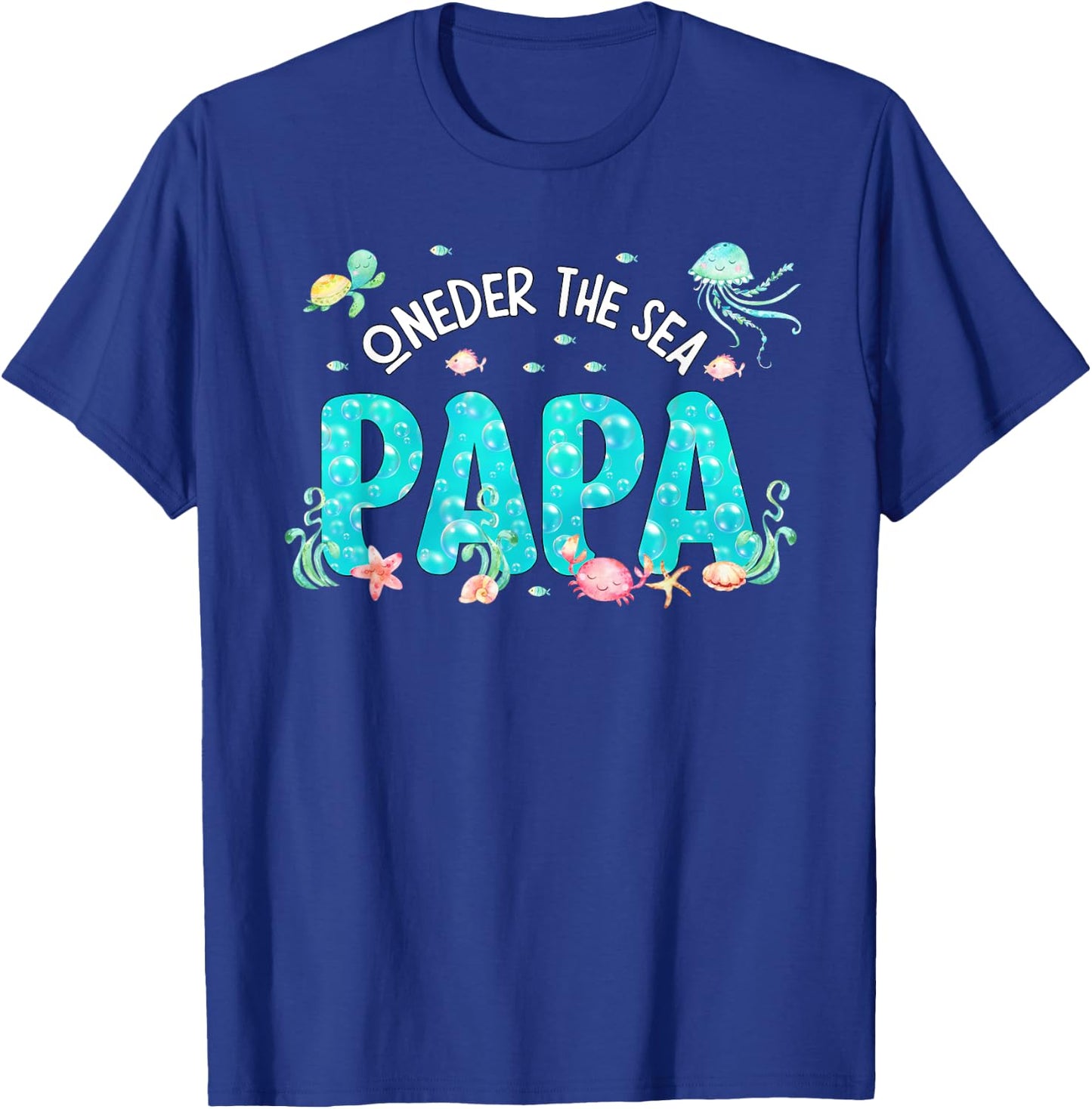 Under Sea Papa Birthday Girl Boy Matching Family Party T-Shirt - T-Shirt | Royal