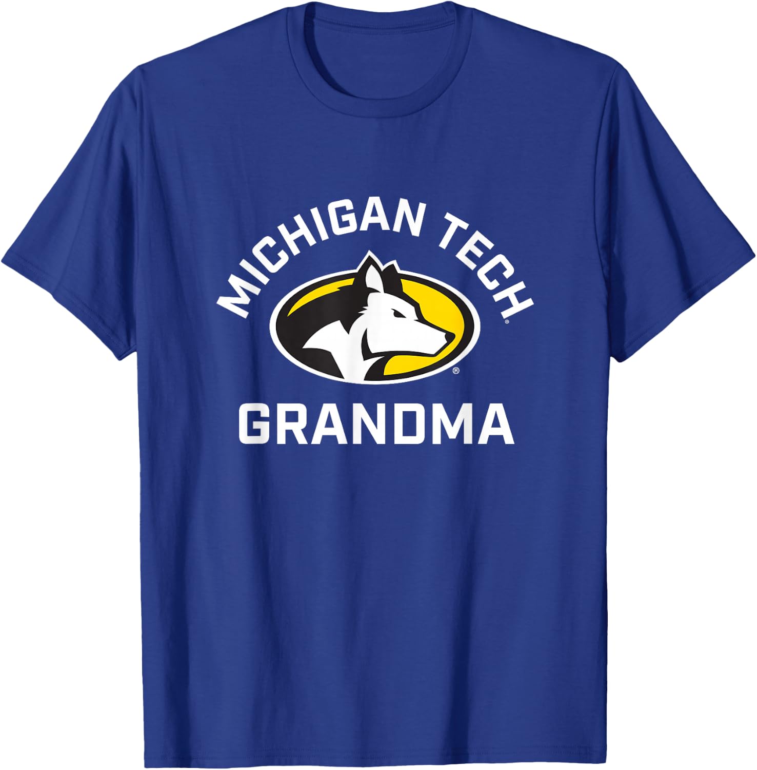 Michigan Tech Huskies Arched Grandma T-Shirt - T-Shirt | Royal