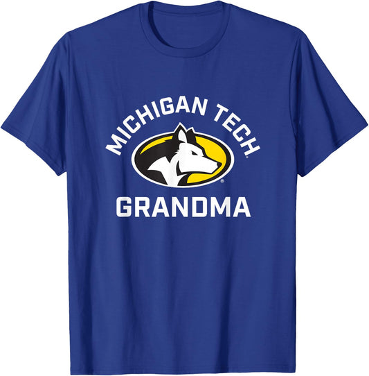 Michigan Tech Huskies Arched Grandma T-Shirt - T-Shirt | Royal