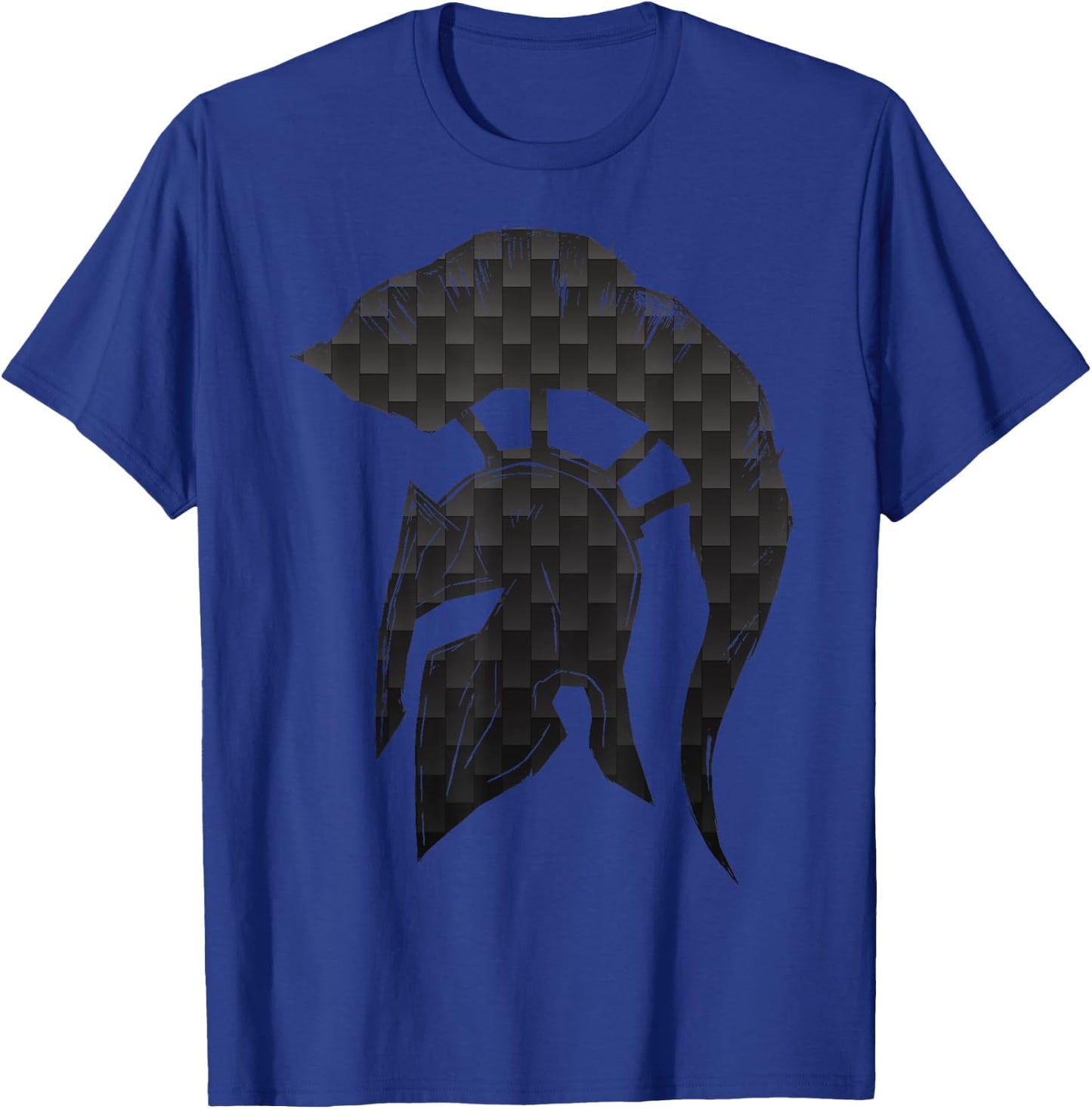 Spartan Helmet Warrior Trojan Warrior Carbon Pattern gym T-Shirt - T-Shirt | Royal