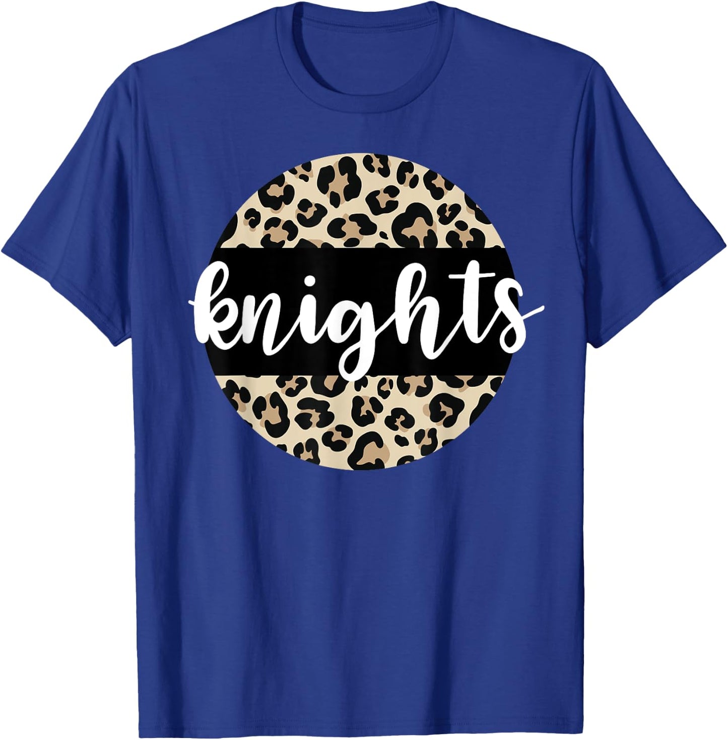 Leopard Print Knights Team Mascot School Spirit Game Night T-Shirt - T-Shirt | Royal