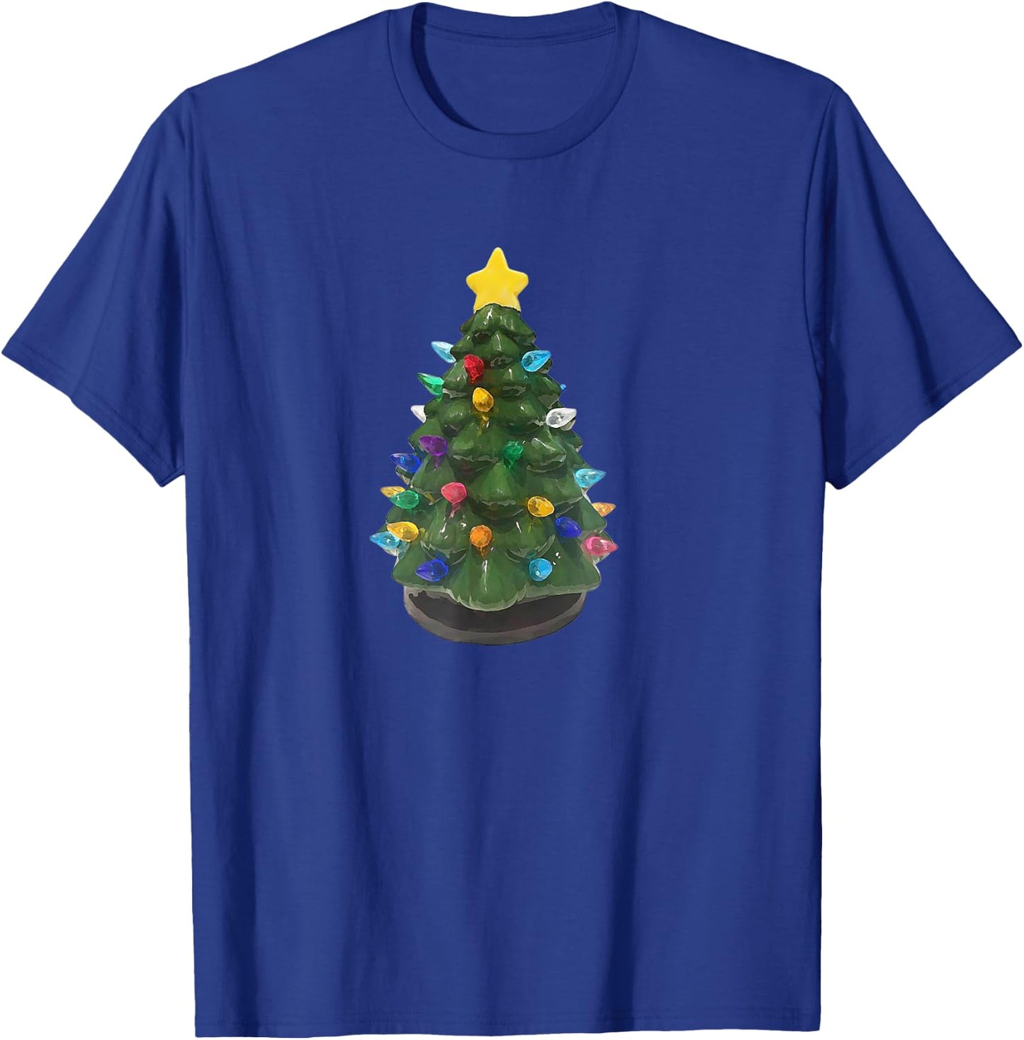 Ceramic Vintage Retro Christmas Tree Holiday Nostalgia Fun T-Shirt - T-Shirt | Royal