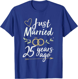 Just Married 25 Years Ago 25th Wedding Anniversary Shirt T-Shirt - T-Shirt | Royal