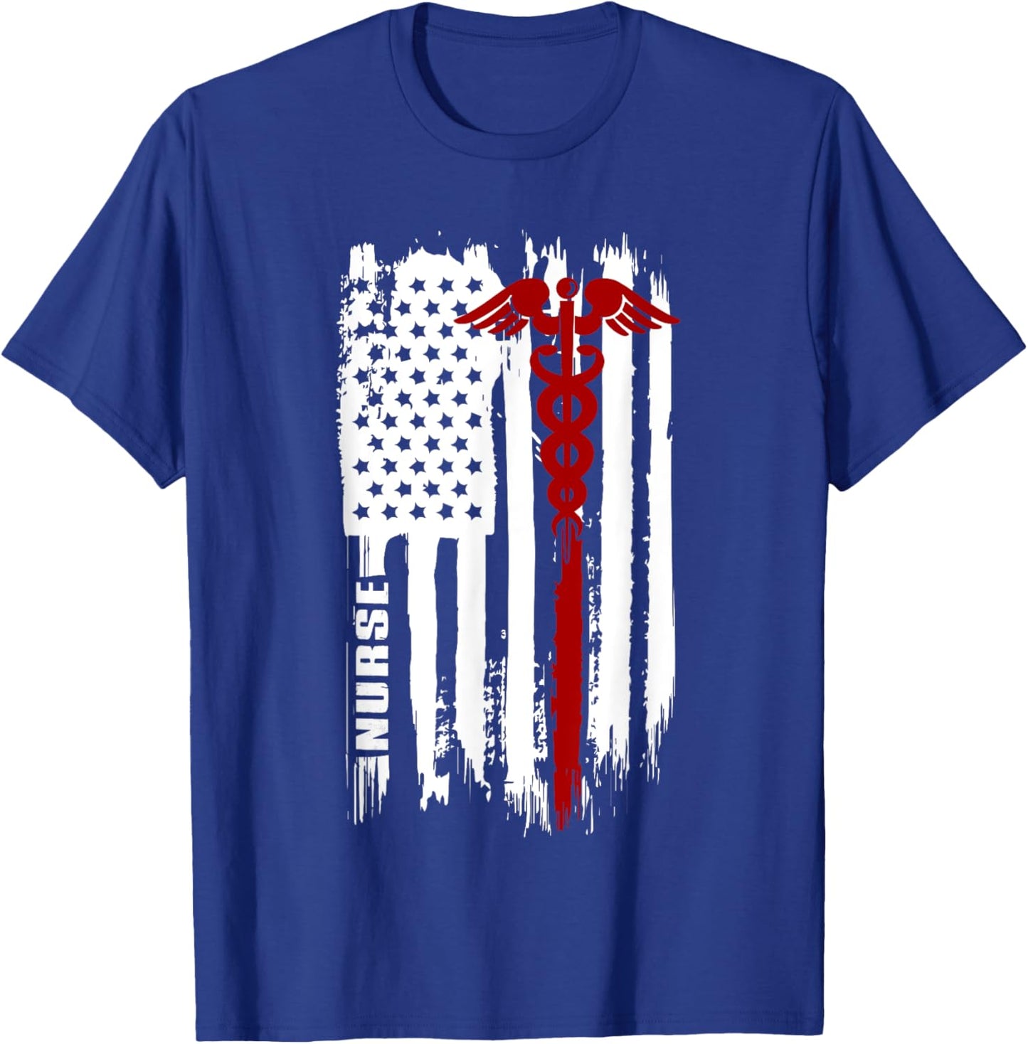 American Flag Nurse | USA Nurses Gift T-Shirt - T-Shirt | Royal