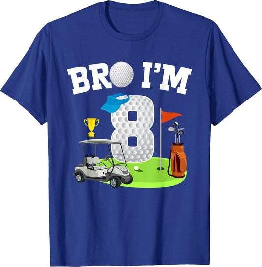 Bro I'm 8 Year Old Golf Theme 8th Birthday Golf Golfer T-Shirt - T-Shirt | Royal