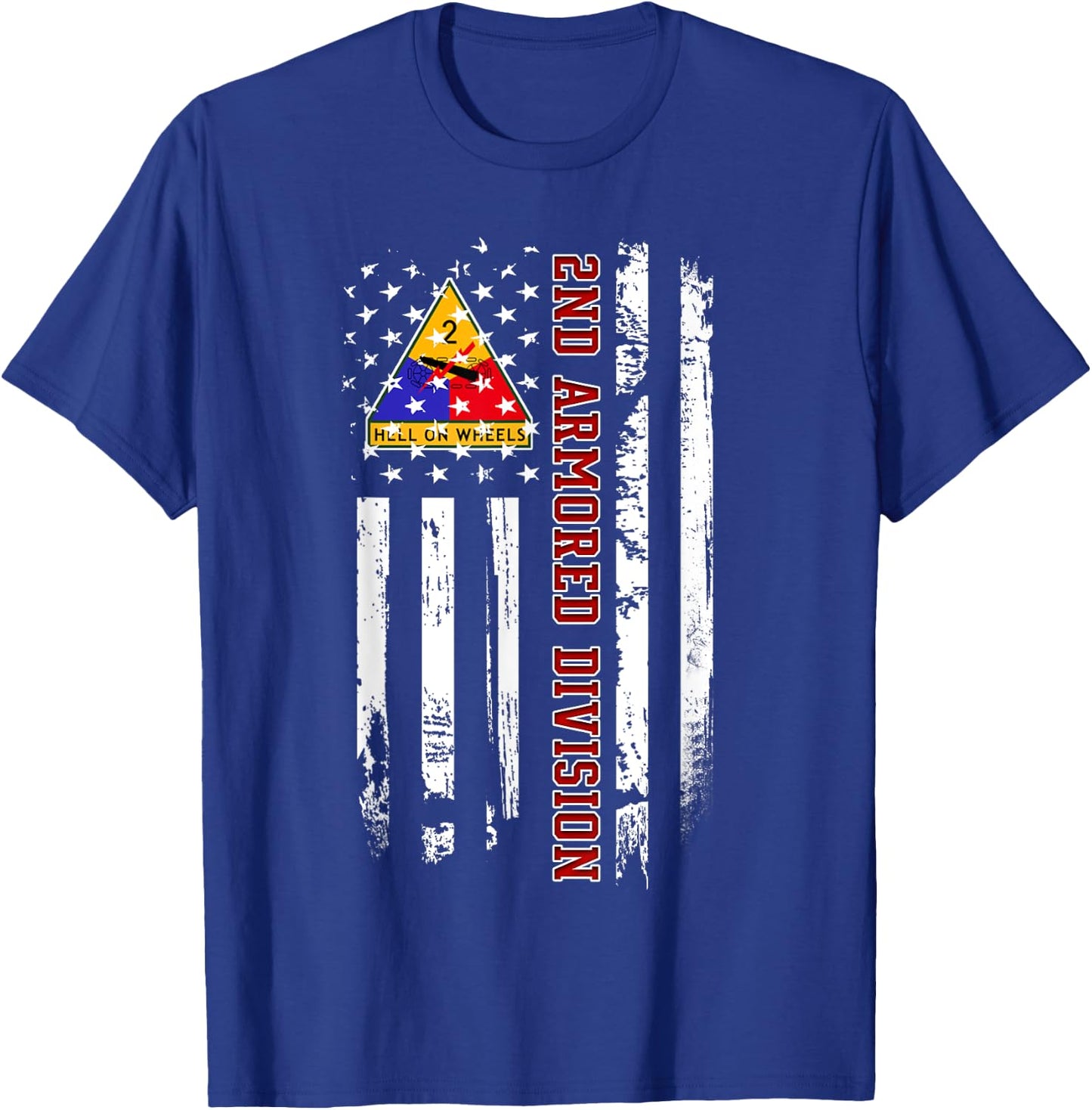 2nd Armored Division American Flag Military Veteran Day Papa T-Shirt - T-Shirt | Royal