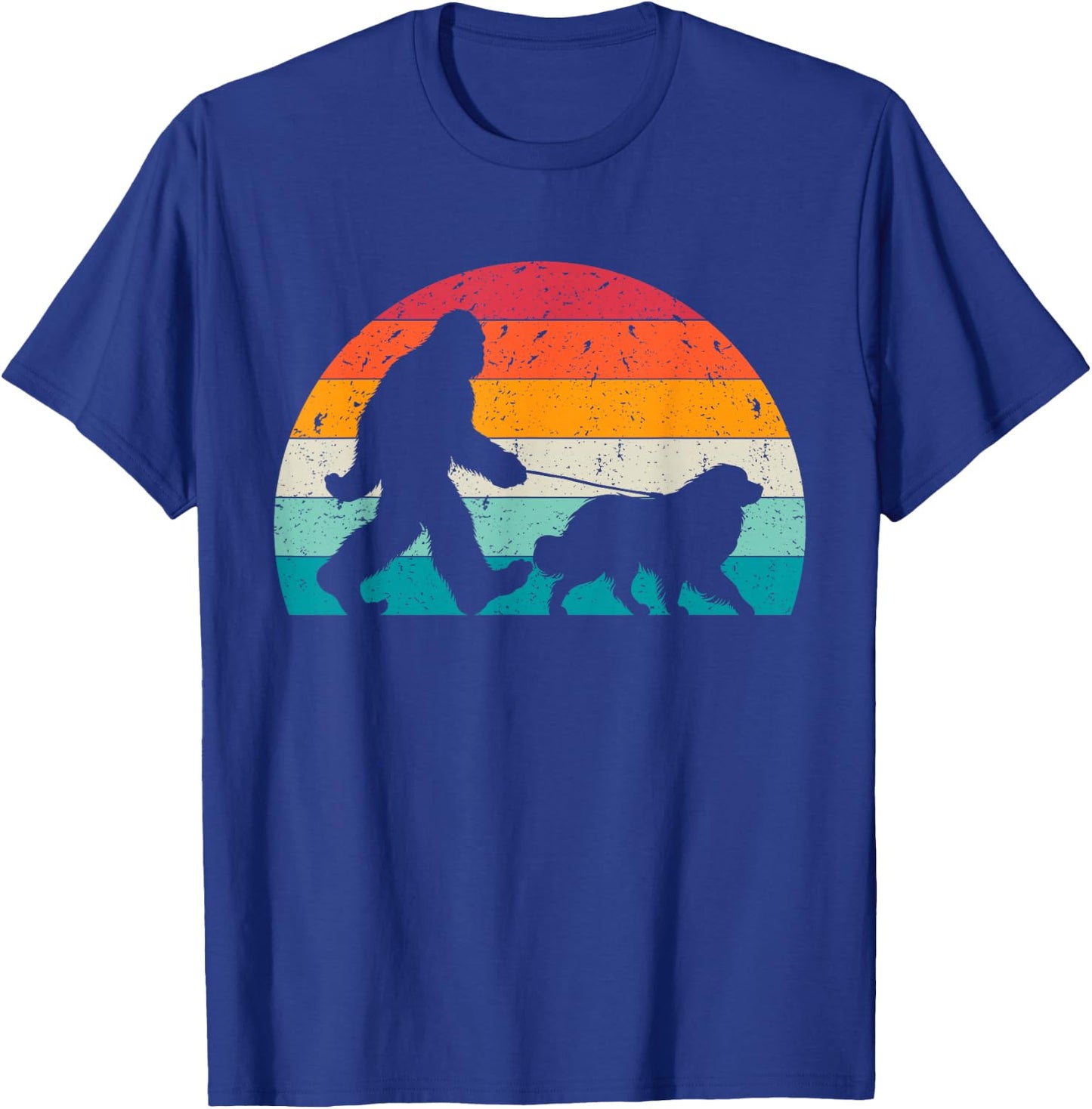 Bigfoot Walking a Dog Funny Great Pyrenees Lovers Dog Dad T-Shirt - T-Shirt | Royal