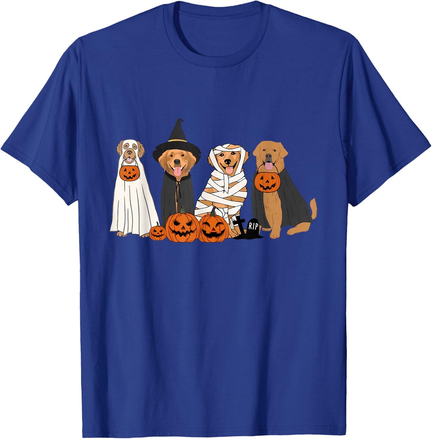 Funny Golden Retriever Dog Ghost In Boo Sheet Halloween T-Shirt - T-Shirt | Royal