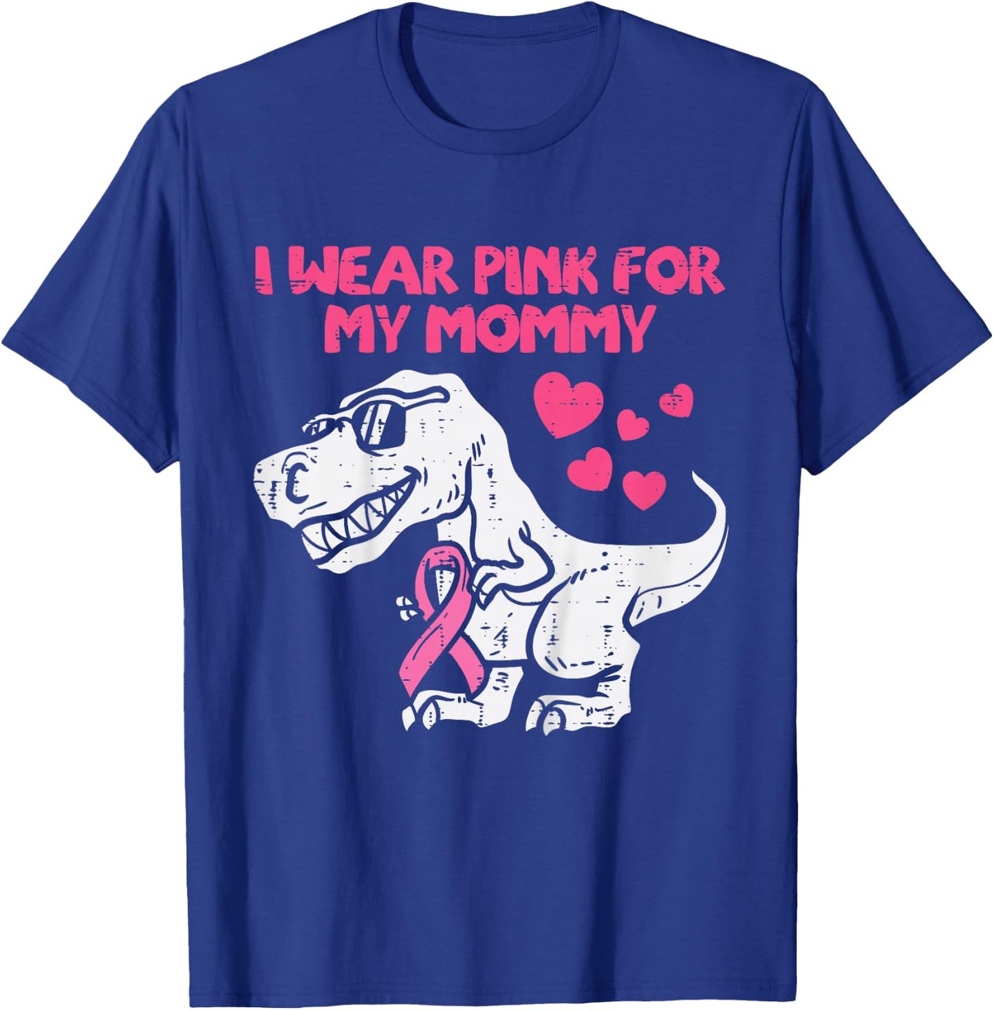 Wear Pink For Mommy Trex Toddler Boy Breast Cancer Awareness T-Shirt - T-Shirt | Royal