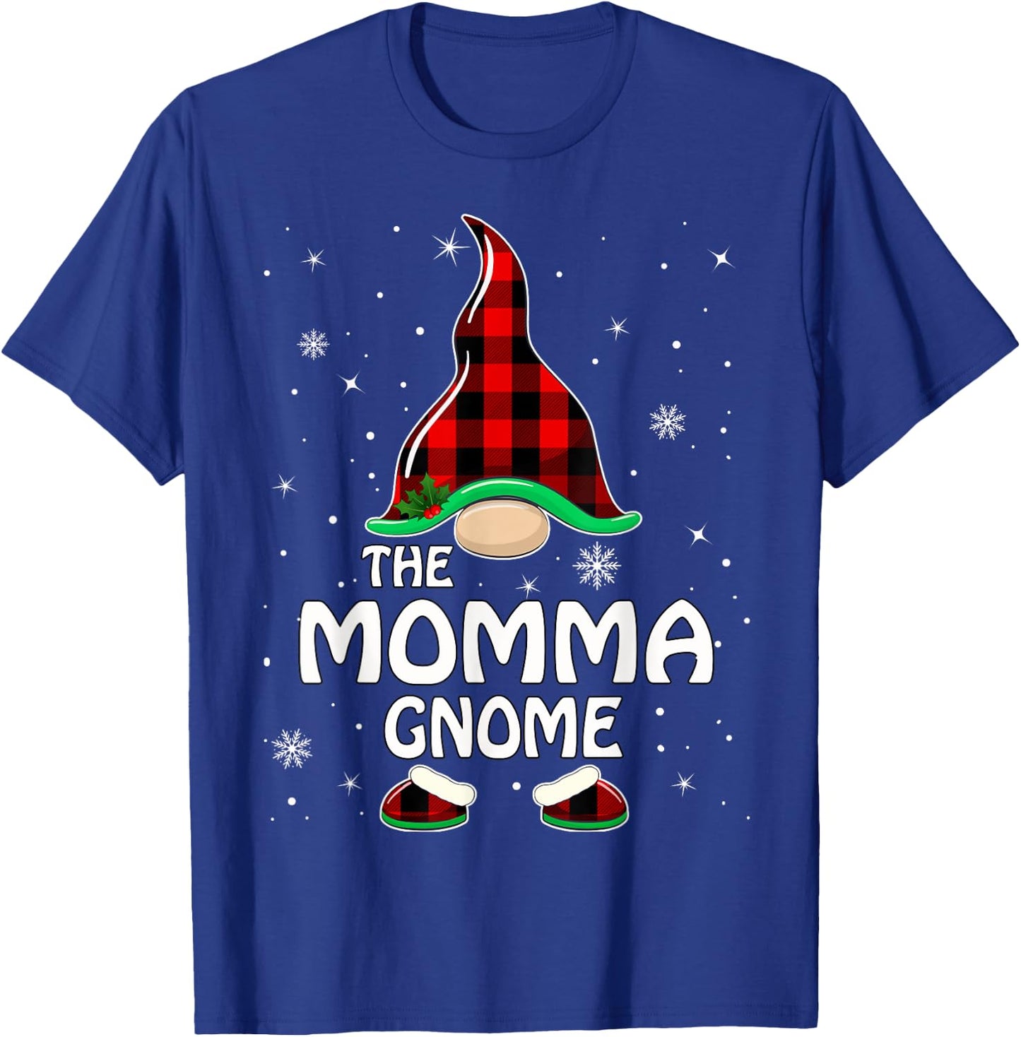 Momma Gnome Buffalo Plaid Matching Family Christmas Pajama T-Shirt - T-Shirt | Royal