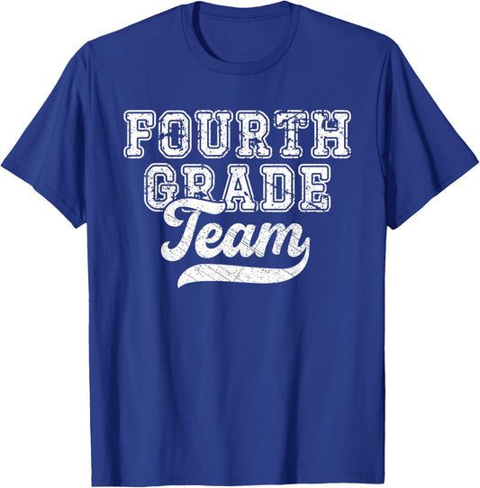 Teacher Fourth Grade Retro Back To School Team 4th Grade T-Shirt - T-Shirt | Royal