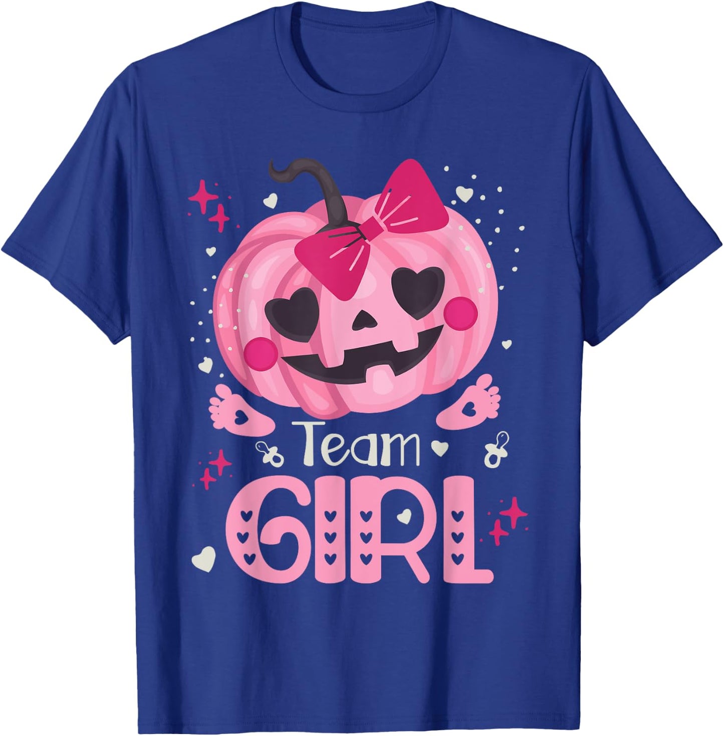 Team Girl Pumpkin Halloween Baby Gender Reveal Party T-Shirt - T-Shirt | Royal