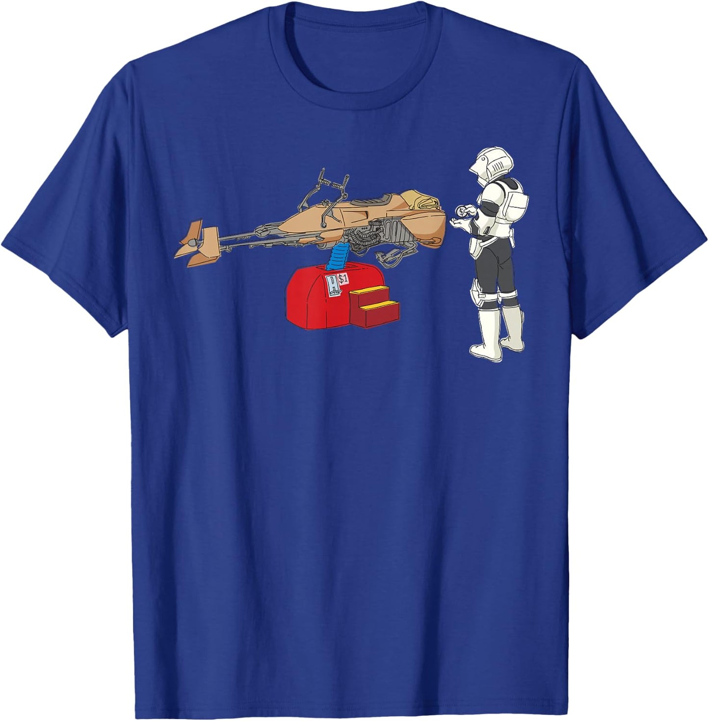 Star Wars Stormtrooper Coin Operated Speeder Bike T-Shirt - T-Shirt | Royal