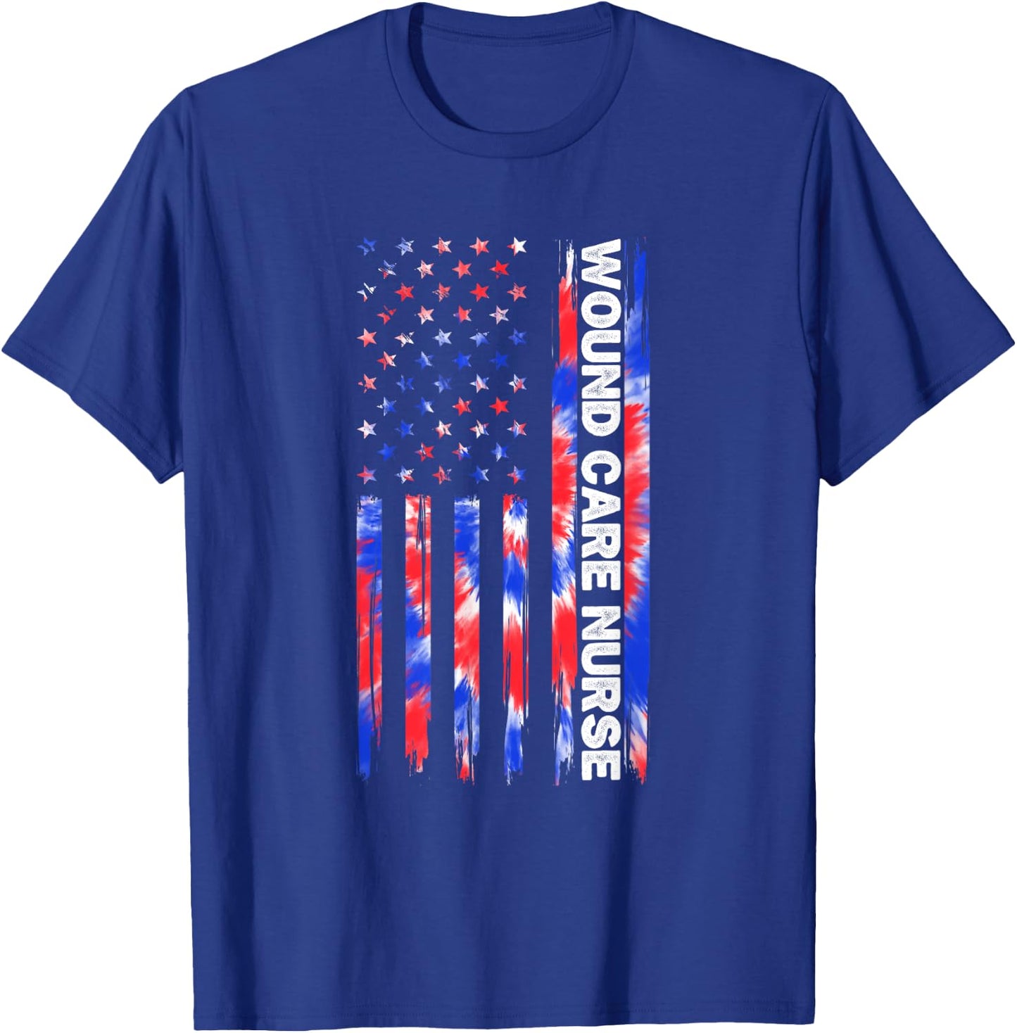Wound Care Nurse Tie Dye American Flag 4th Of July Ostomy Women Men T-Shirt - T-Shirt | Royal