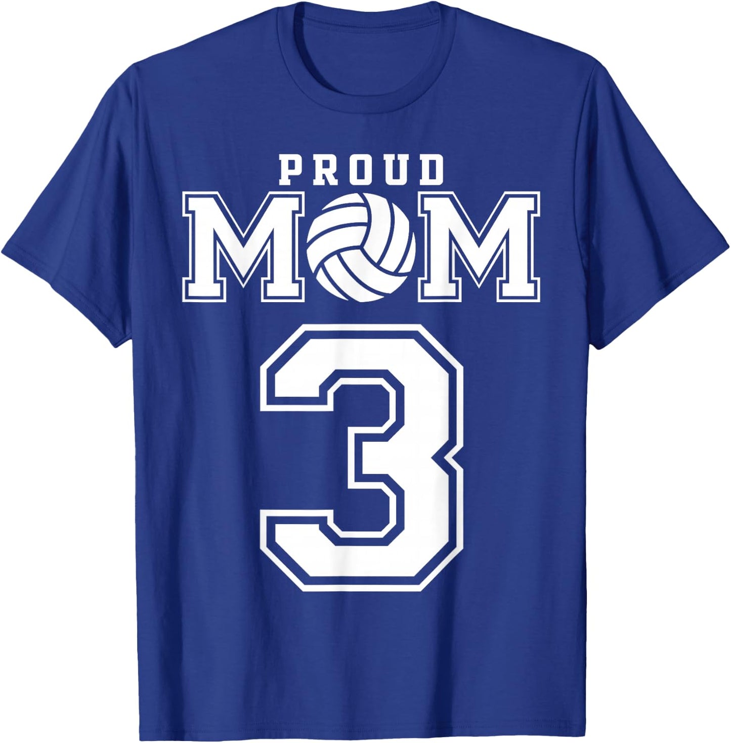 Custom Proud Volleyball Mom Number 3 Personalized Women T-Shirt - T-Shirt | Royal