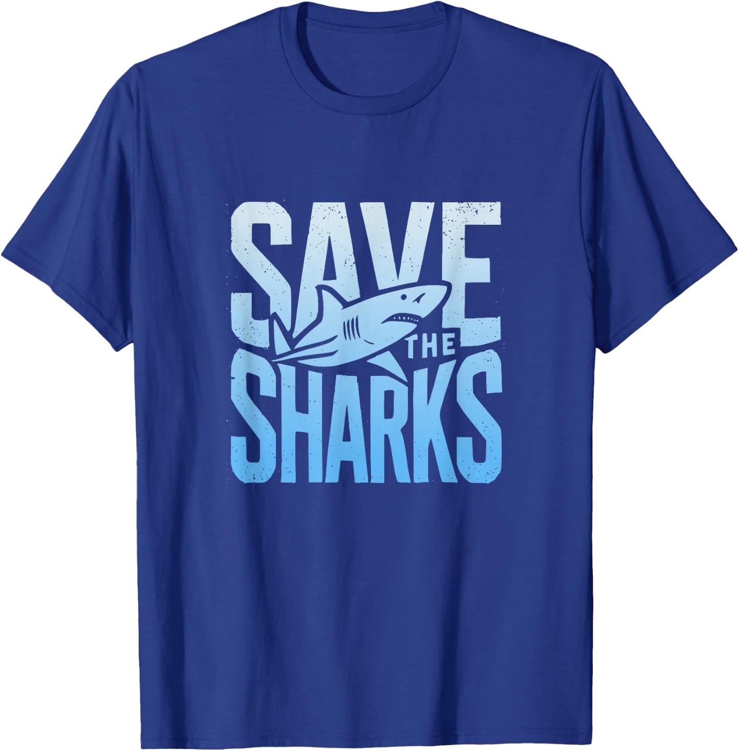 Save The Sharks Typography Protect The Ocean T-Shirt - T-Shirt | Royal