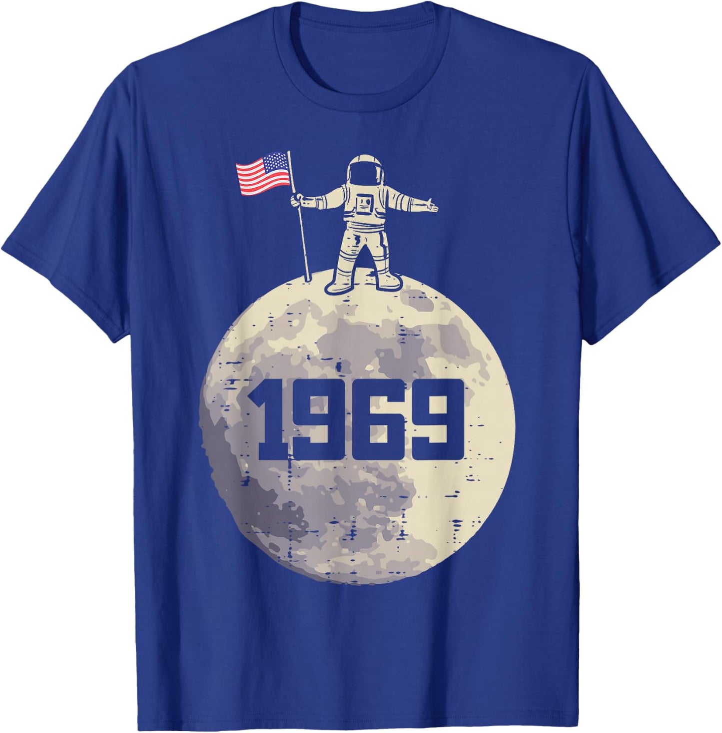 Astronaut Moon US Flag 1969 Space Apollo 11 Men Women Kids T-Shirt - T-Shirt | Royal