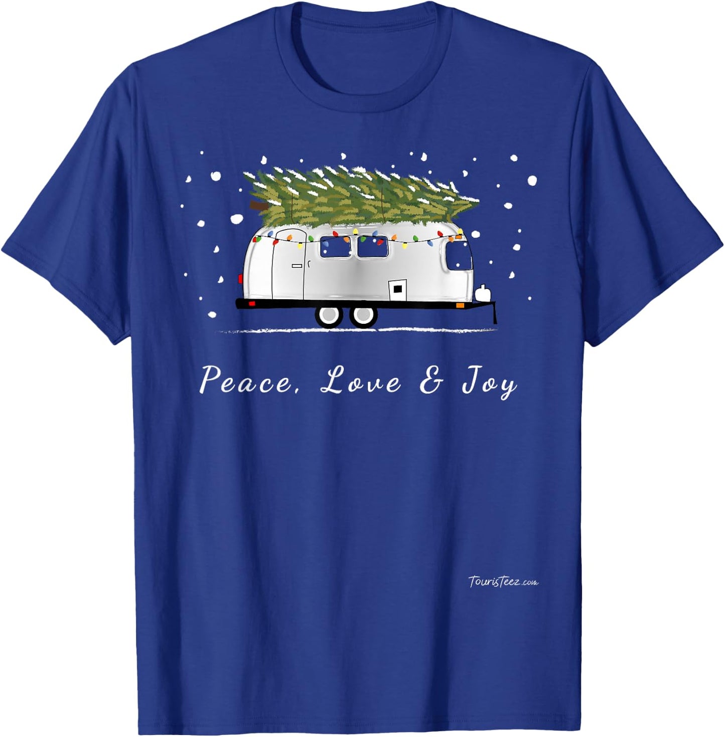 Peace Love & Joy Christmas Vintage Airstream Camper Streamin T-Shirt - T-Shirt | Royal