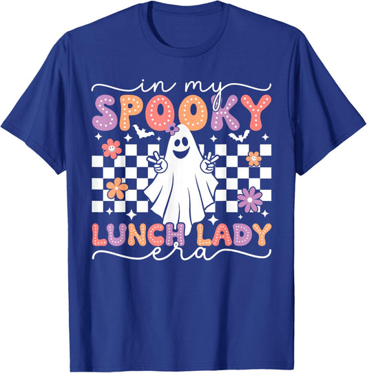In My Spooky Lunch Lady Era Retro Spooky Ghost Halloween T-Shirt - T-Shirt | Royal