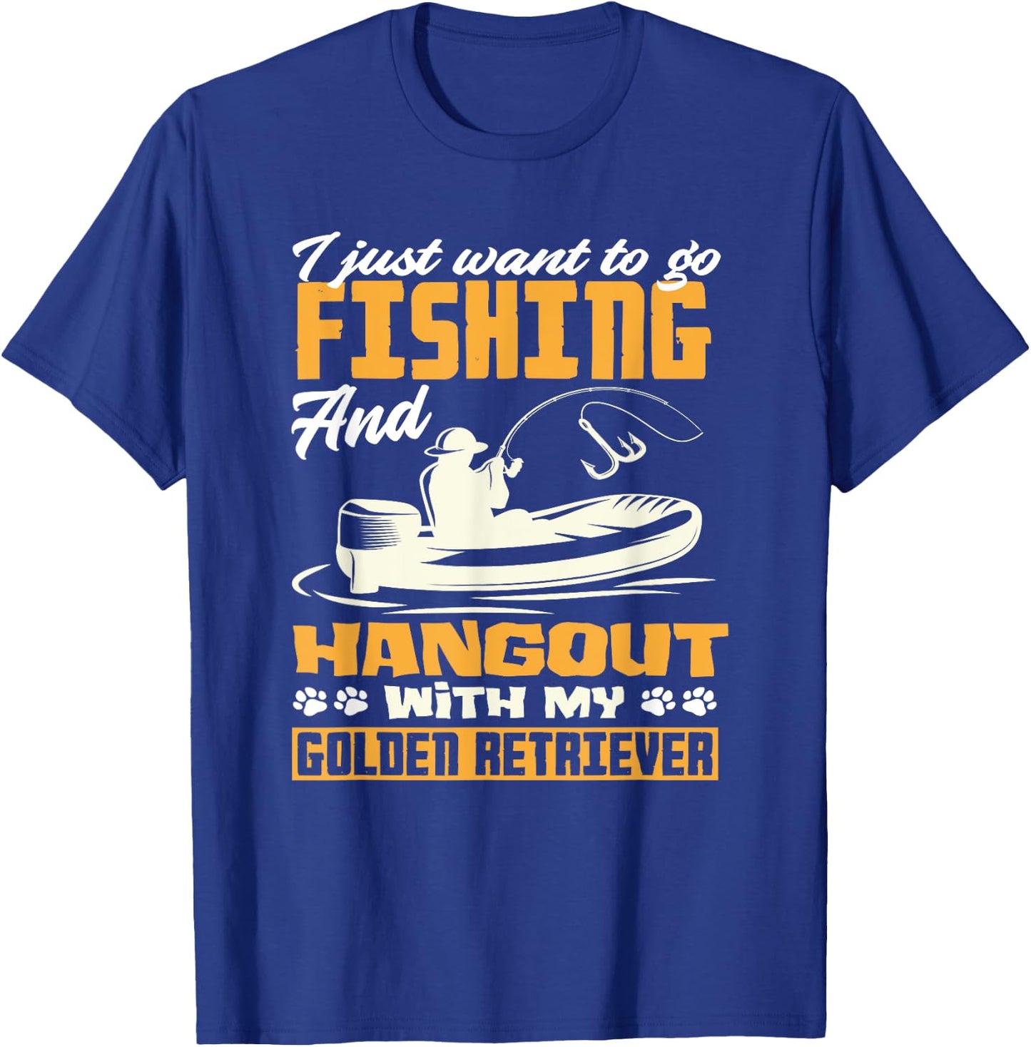 Fishing Golden Retriever Fisherman Dog Lover Dad Father T-Shirt - T-Shirt | Royal