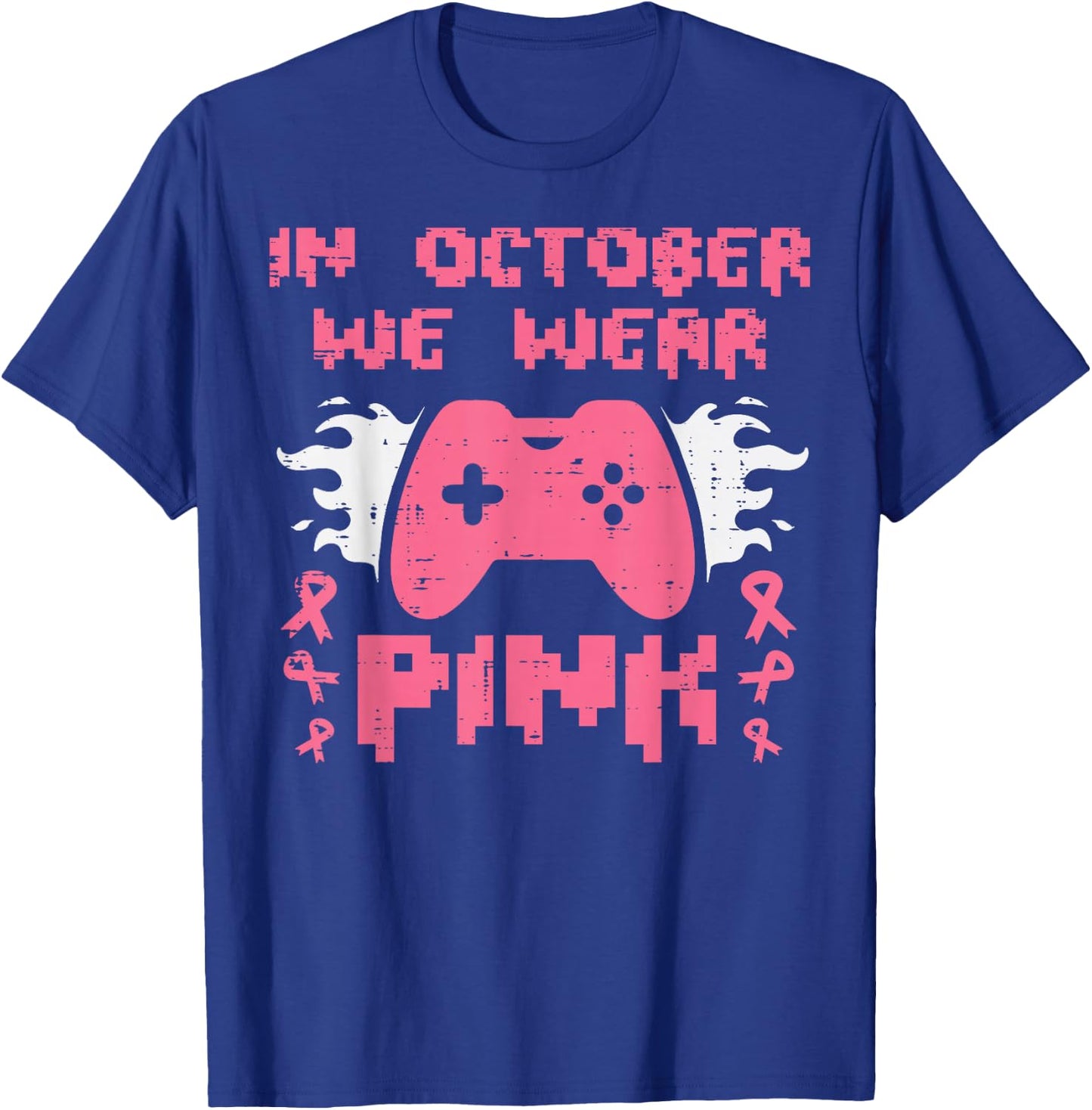 Breast Cancer Aware Gamer October We Wear Pink Men Boys Kids T-Shirt - T-Shirt | Royal