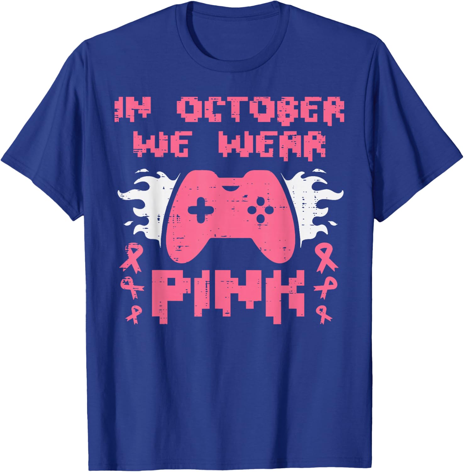 Breast Cancer Aware Gamer October We Wear Pink Men Boys Kids T-Shirt - T-Shirt | Royal