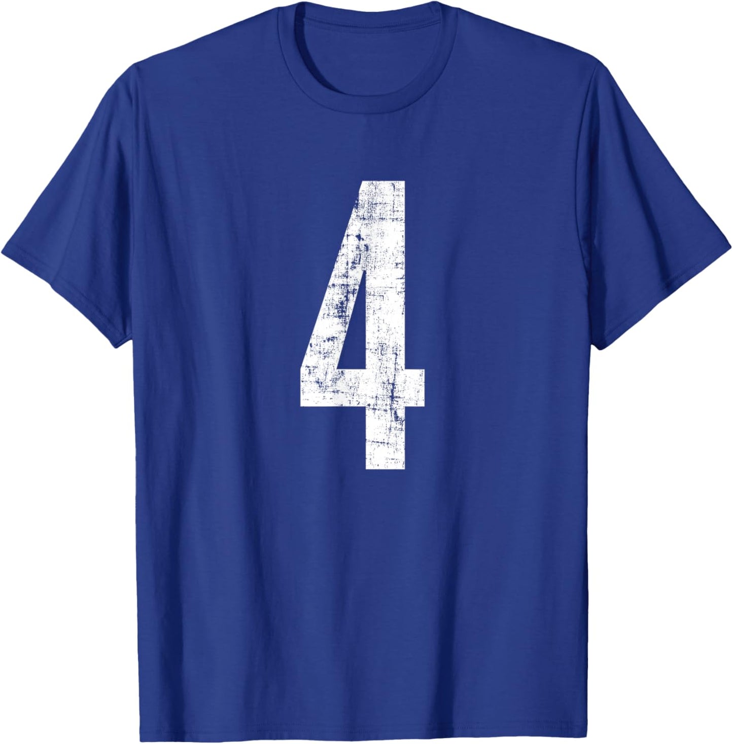 Number 4 Four Distressed Vintage Sport Team Player's T-Shirt - T-Shirt | Royal
