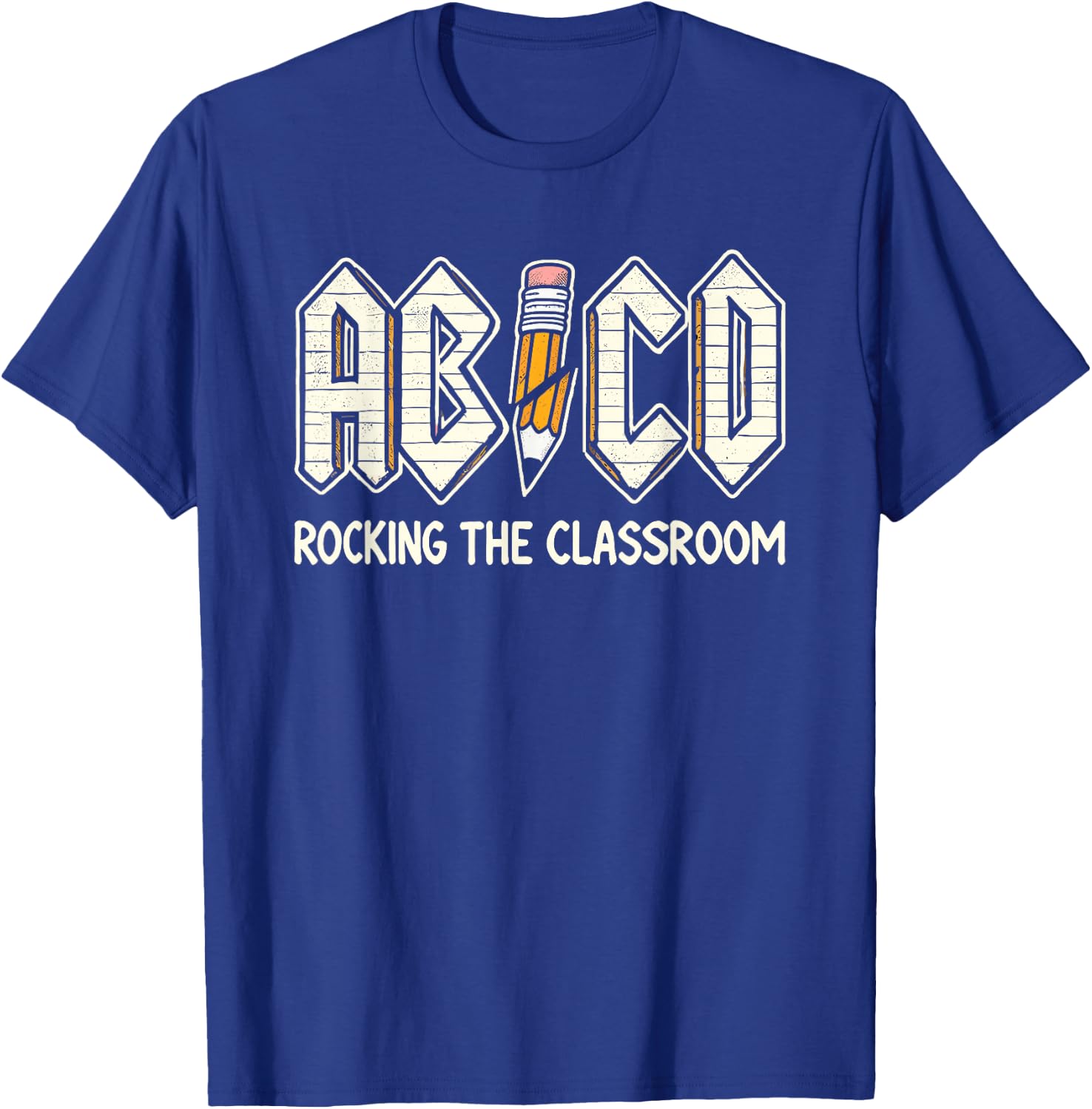 Retro ABCD Teacher Novelty Funny Back to School Teacher T-Shirt - T-Shirt | Royal