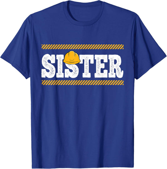 Funny Sister Construction Excavator Kids Boy Matching Family T-Shirt - T-Shirt | Royal