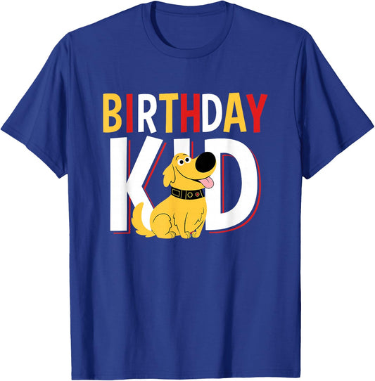 Disney Pixar Up Birthday Kid Cute Dug Big Chest Text Logo T-Shirt - T-Shirt | Royal