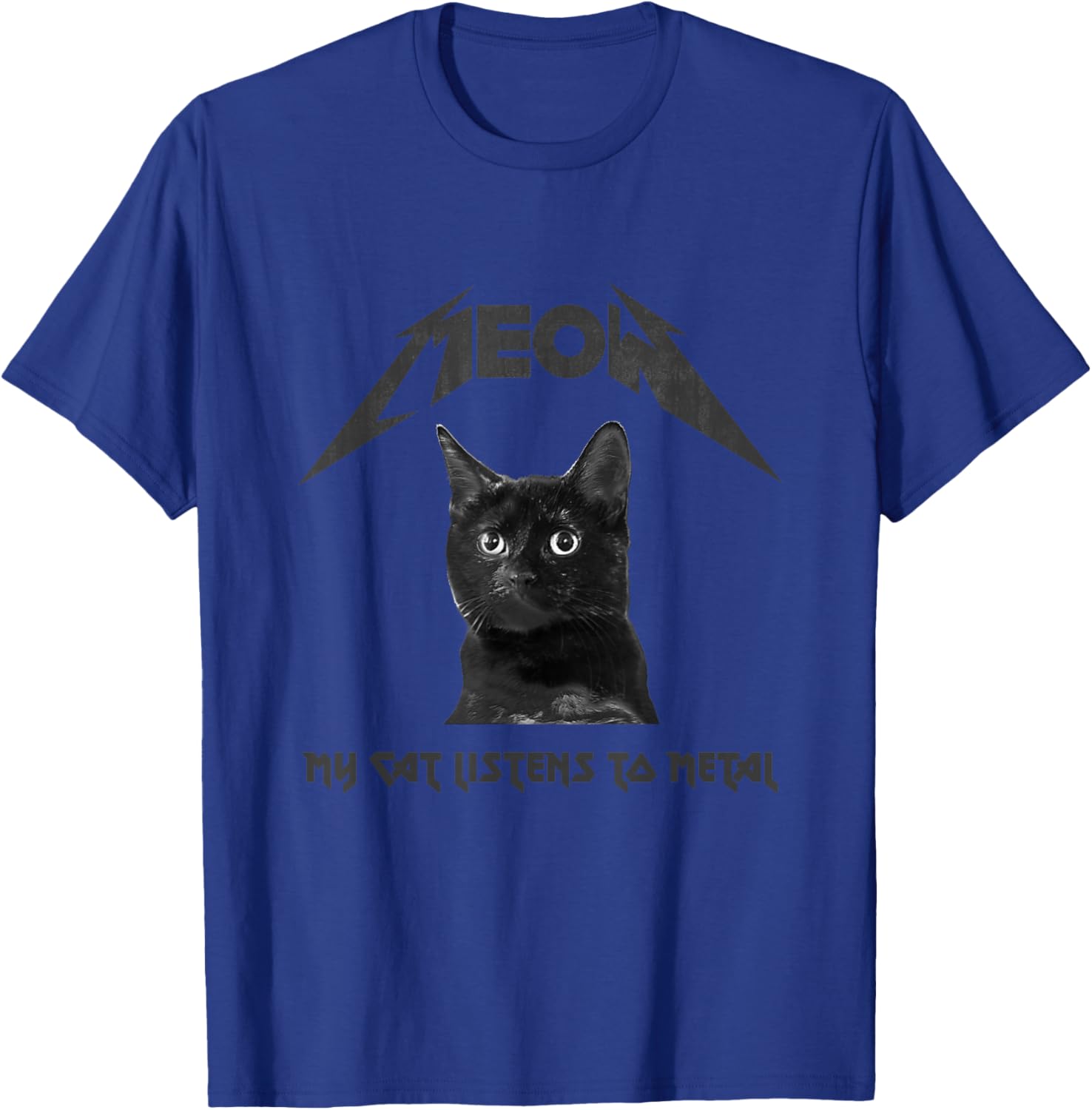 Heavy Metal Cat: My Cat Listens to Metal - Black Cat T-Shirt - T-Shirt | Royal