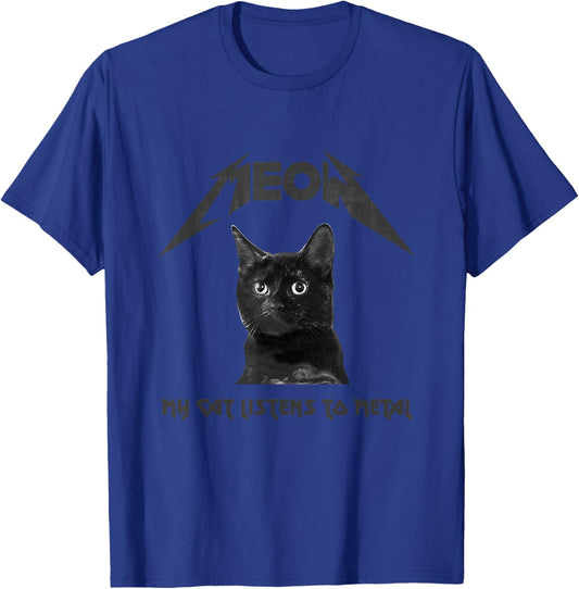 Heavy Metal Cat: My Cat Listens to Metal - Black Cat T-Shirt - T-Shirt | Royal