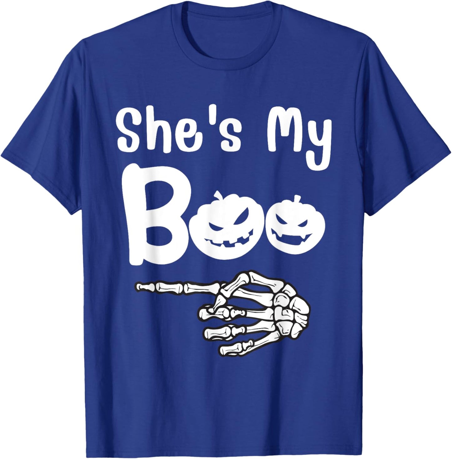 She's My Boo Pumpkin Skull Matching Halloween Pajama Couples T-Shirt - T-Shirt | Royal