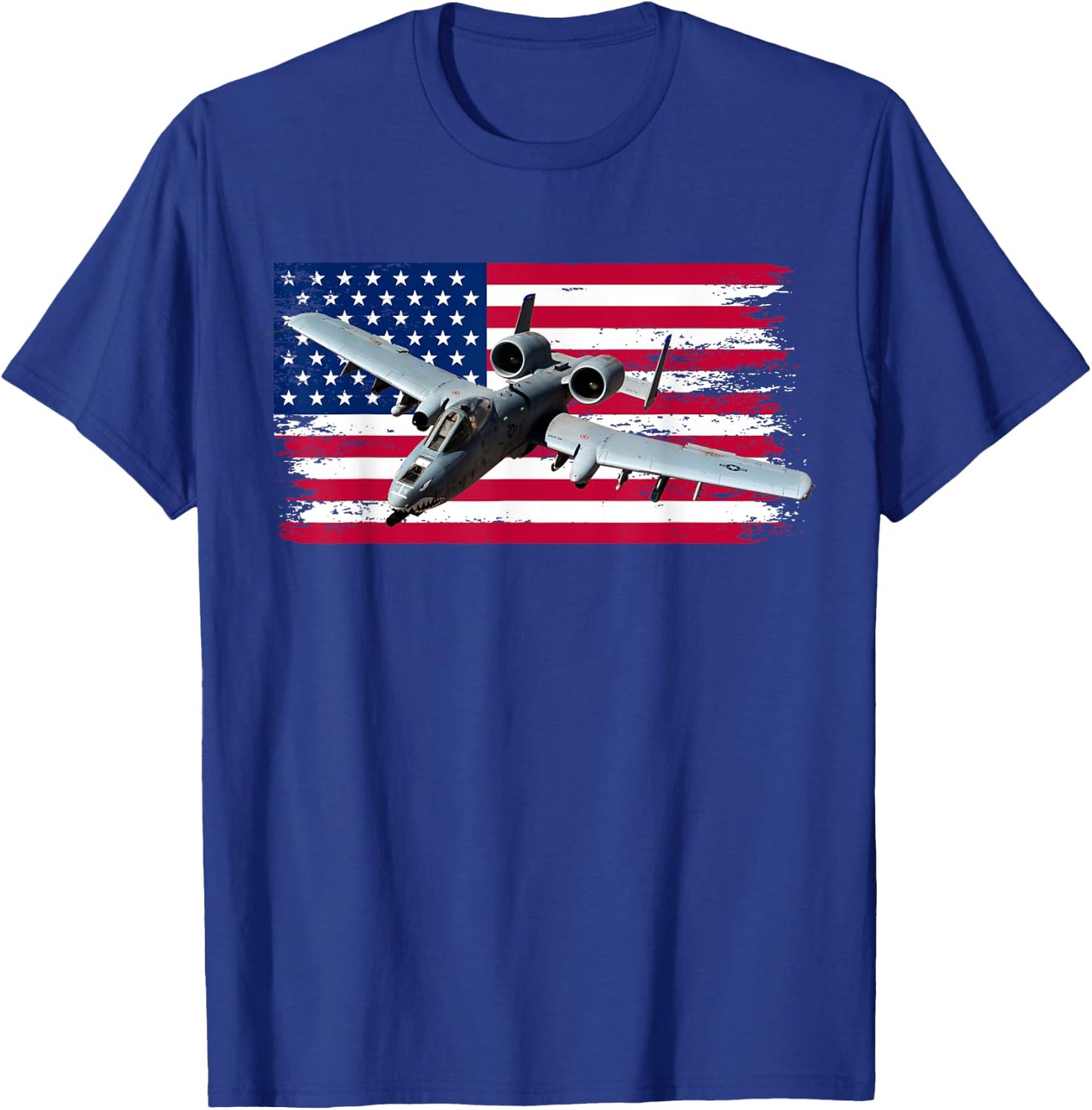 A-10 Warthog Airplane American Flag Thunderbird A10 T-Shirt - T-Shirt | Royal