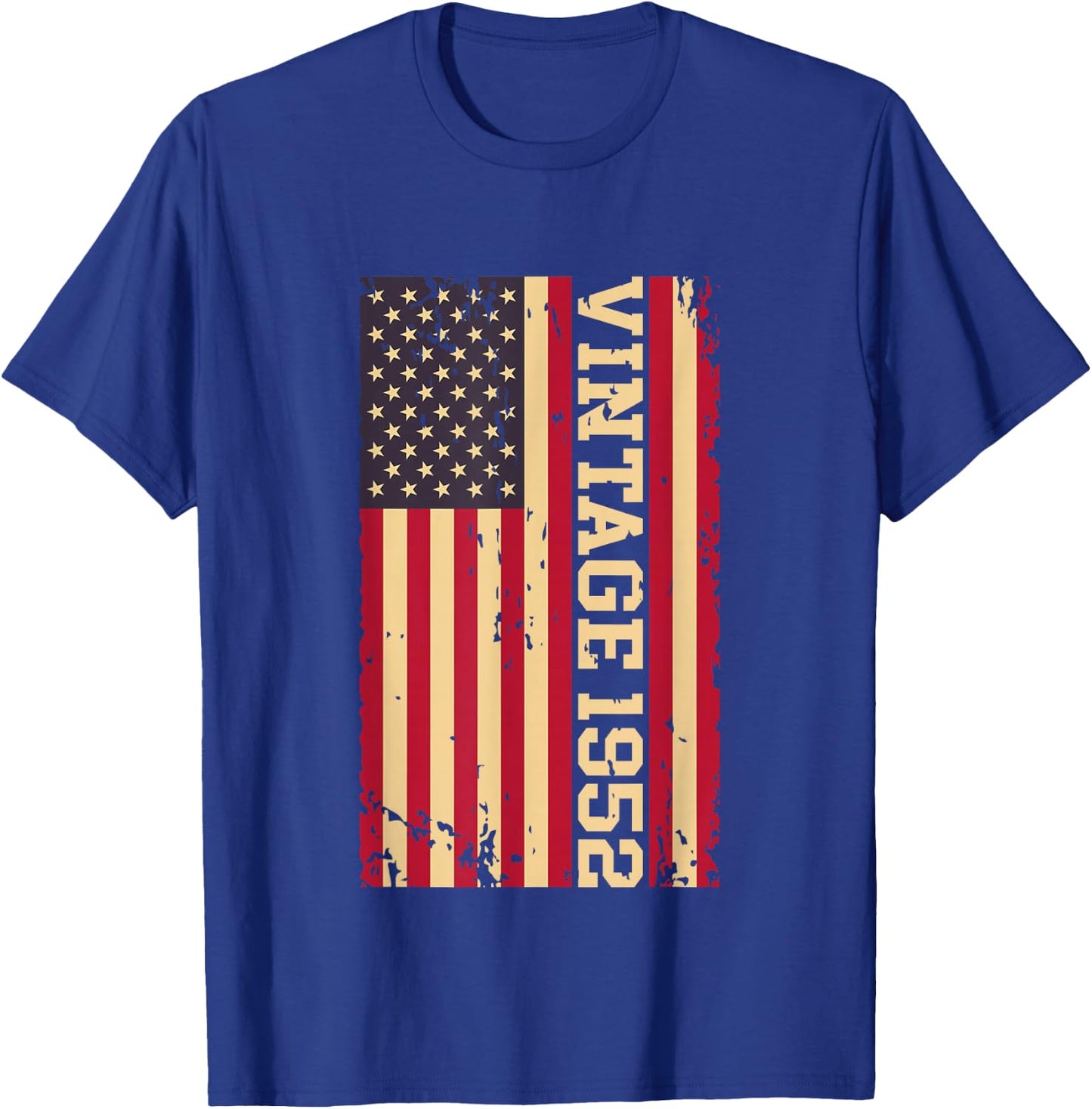 1952 Vintage 74th Birthday 74 Years Old American USA Flag T-Shirt - T-Shirt | Royal