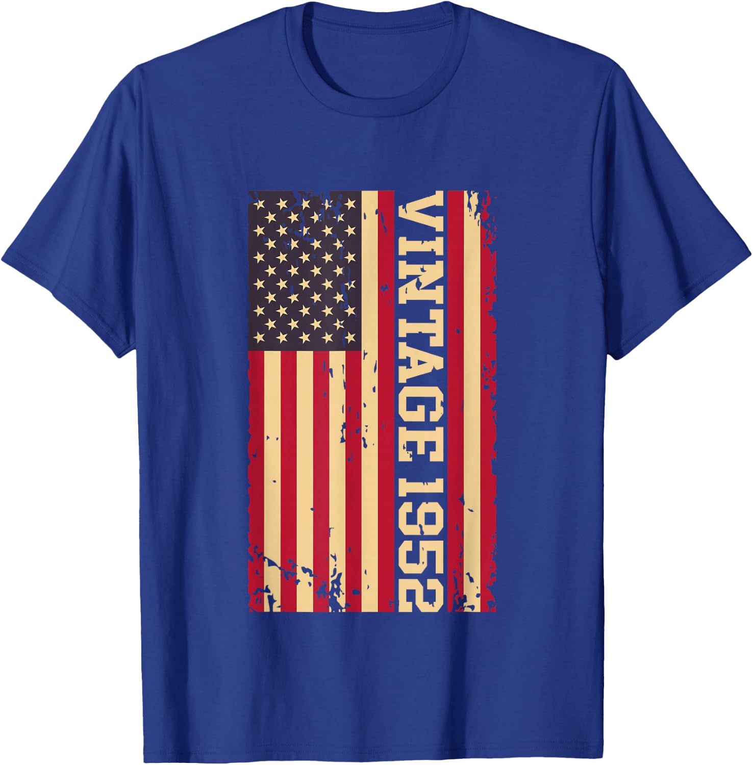 1952 Vintage 74th Birthday 74 Years Old American USA Flag T-Shirt - T-Shirt | Royal
