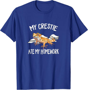 Kids Crestie Ate My Homework Pet Crested Gecko Lover T-Shirt - T-Shirt | Royal
