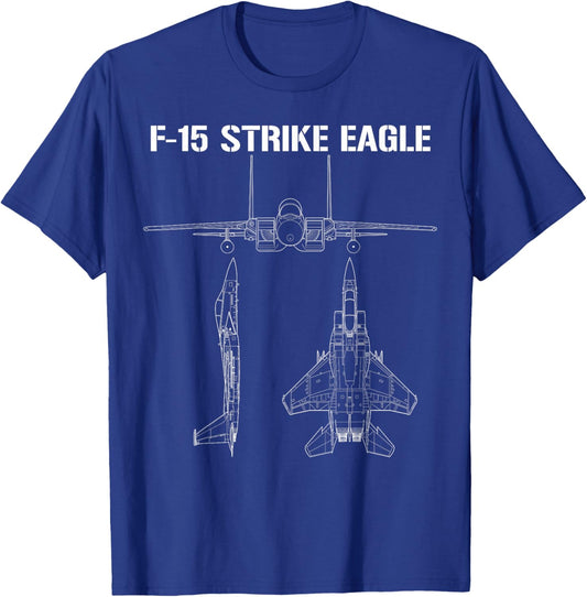 F15 Strike Eagle Shirt Vintage Military Pilot T-Shirt - T-Shirt | Royal