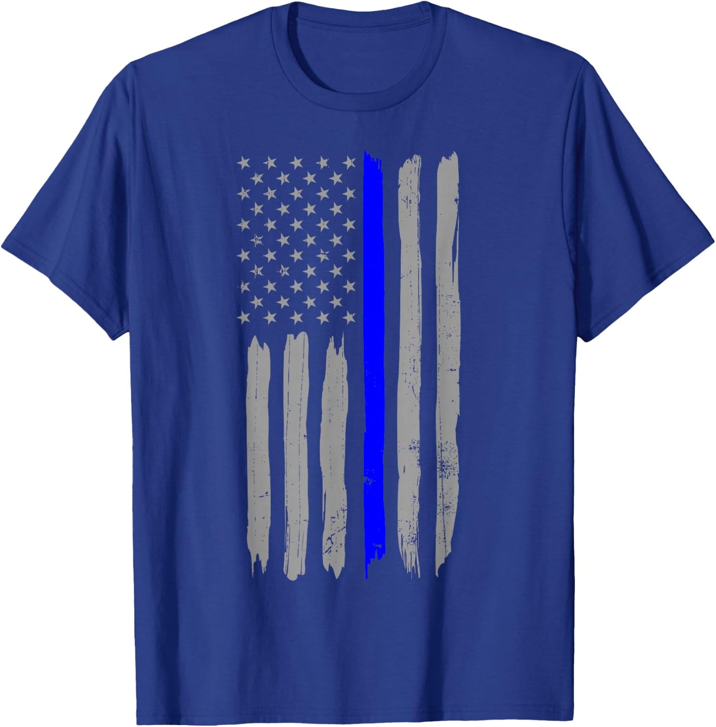 Vintage Thin Blue Line Shirt Police Support USA Flag T-Shirt - T-Shirt | Royal